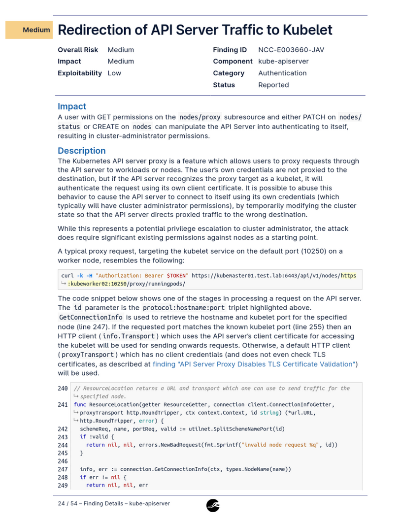 Security Audit - kubernetes/kubernetes#119270